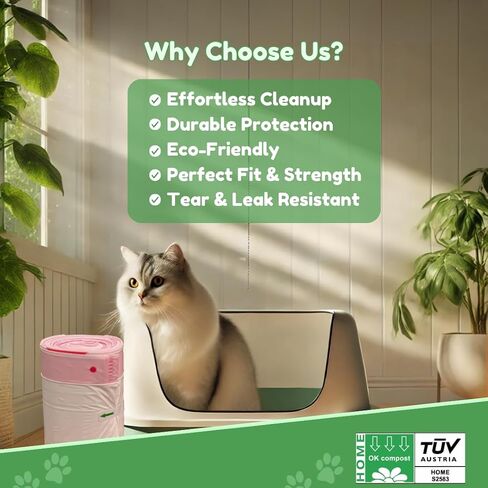 Tailhead Robot Liners – 100% Compostable - Compatible With Litter Robot 3/4 – 25" x 16" – Drawstring Close – Scent & Toxins Free – 40 Micron - Rip & Tear Resistant – 20 Count in Saudi Arabia