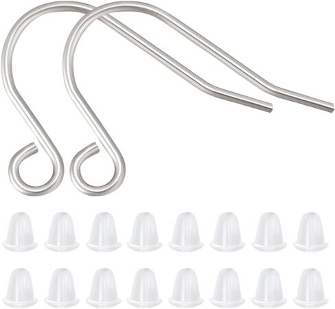 Beebeecraft 1 Box 300Pcs 316 Surgical Stainless Steel Earring Hooks with Loop Dangle Earring Findings for DIY Jewelry Making (Pin: 0.7mm/0.03in, 21 Gauge) in Saudi Arabia