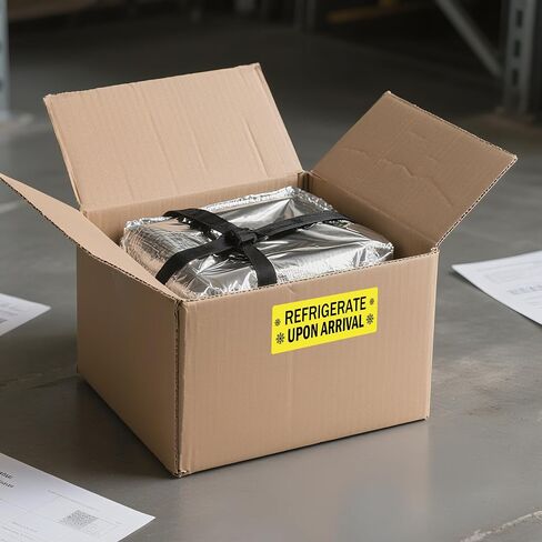 Refrigerate Upon Arrival Stickers 1x3 Inch Keep Refrigerated Food Packaging Warning Shipping Labels Keep Cold Food Service Pharmacy Stickers for Pharmacy Drug Stores (Green) in Saudi Arabia