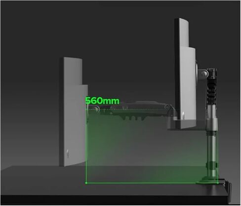 H100 GAS Spring 17-30 INCD LED LED ARM Stand Arm بالكامل Dynamic Desktop Monitor Monitor TV TV Bracket Load 2-9 KG (الفحم غير اللامع) in Kuwait
