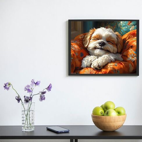 XTXGERL Paint by Numbers, Shih Tzu Snuggling on Pillow, Adult Crafts Adult Paint by Number Kits, Arts Crafts for Home Decor (No Frame,16x20 inch) in Kuwait