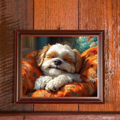 XTXGERL Paint by Numbers, Shih Tzu Snuggling on Pillow, Adult Crafts Adult Paint by Number Kits, Arts Crafts for Home Decor (No Frame,16x20 inch) in Kuwait