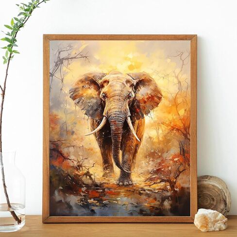 OKSGYTA Paint by Numbers Elephant for Adults, Acrylic Oil Painting by Numbers Kits for Beginner with Paintbrushes Brushes Paintwork Art Canvas for Home Decor 16x20in / 40x50cm in Saudi Arabia