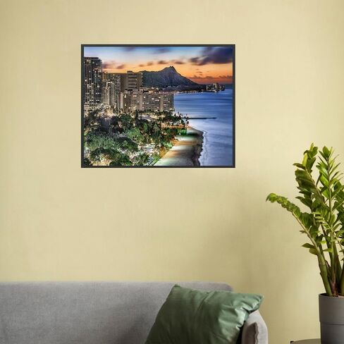 OKSGYTA Painting Honolulu Morning Sunrise Ocean Coast Hawaii Paint by Numbers DIY Unique Canvas Oil Painting Kit Digital Painting 16x20 Inch No Frame in Saudi Arabia