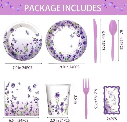 192pcs Wildflower Party Decorations Set, Purple Floral Paper Plates and Napkins Party Supplies with Wildflower Decor for Wildflower Baby Shower Decorations, Flower Birthday Decorations Serve 24 in Saudi Arabia