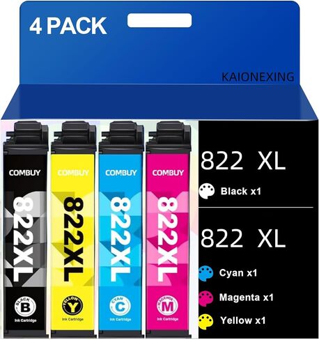 822XL Replacement for 822XL Ink Cartridges Combo Pack 822XL T822XL Ink for Workforce Pro WF-3820 WF-4830 WF-4820 WF-4830 WF-4833 WF-4834 Printer (4Pack) in Saudi Arabia