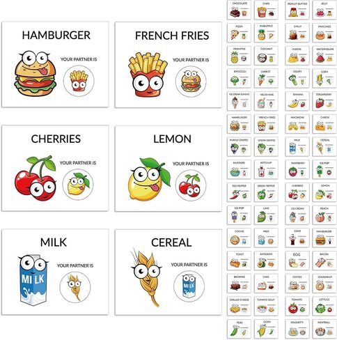 Marspark 60 PCS Partner Baining Cards 30 paize Food Matching Game Game Cartoonning Peanut Butter Butter Calls in Saudi Arabia