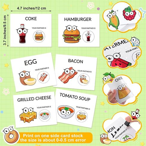 Marspark 60 PCS Partner Baining Cards 30 paize Food Matching Game Game Cartoonning Peanut Butter Butter Calls in Saudi Arabia