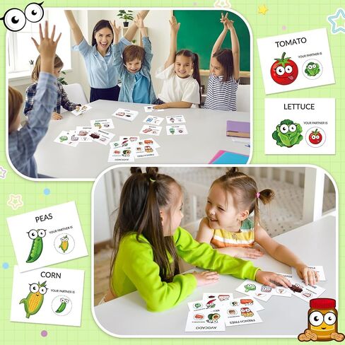 Marspark 60 PCS Partner Baining Cards 30 paize Food Matching Game Game Cartoonning Peanut Butter Butter Calls in Saudi Arabia