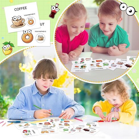 Marspark 60 PCS Partner Baining Cards 30 paize Food Matching Game Game Cartoonning Peanut Butter Butter Calls in Saudi Arabia