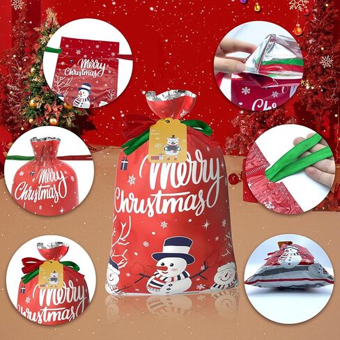 أكياس هدايا Antowin 37pcs مع العلامات ، والأحجام المتنوعة ، وأكياس التغليف هدايا إحباط عيد الميلاد لصالح الحفلات ، وأكياس هدايا عيد الميلاد ، وأكياس قابلة لإعادة الاستخدام in Saudi Arabia