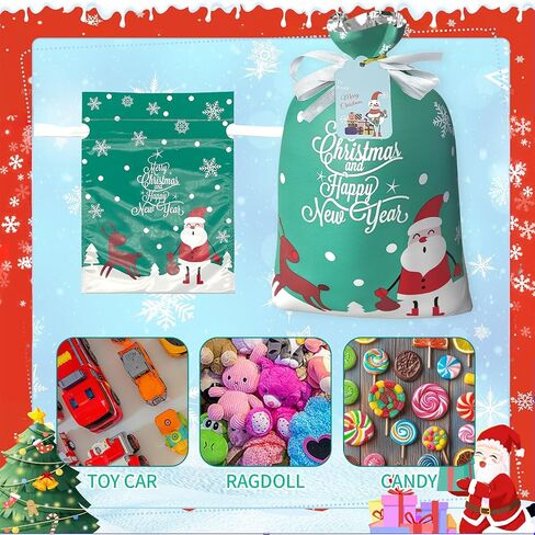 أكياس هدايا Antowin 37pcs مع العلامات ، والأحجام المتنوعة ، وأكياس التغليف هدايا إحباط عيد الميلاد لصالح الحفلات ، وأكياس هدايا عيد الميلاد ، وأكياس قابلة لإعادة الاستخدام in Saudi Arabia