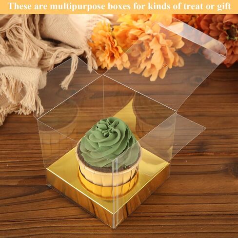 75PCS Candy Apple Boxes with Hole 3.54 Inches Clear Apple Boxes for Treats, Food Grade PET Plastic Favor Boxes with 75 Gold Ribbons and Insert Trays for Standard Caramel Apples, Chocolates, Treats in Saudi Arabia