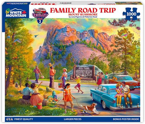 White Mountain Family Road Trip Mount Rushmore Puzzle 1000 قطعة بانوراما للألغاز للبالغين والعائلات in Saudi Arabia