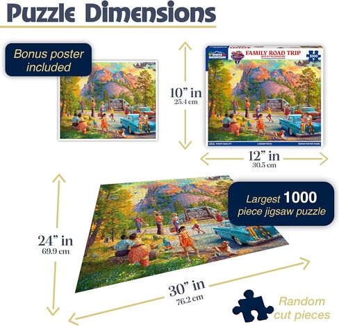 White Mountain Family Road Trip Mount Rushmore Puzzle 1000 قطعة بانوراما للألغاز للبالغين والعائلات in Saudi Arabia
