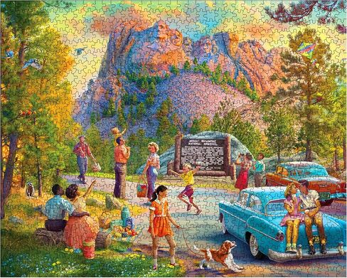 White Mountain Family Road Trip Mount Rushmore Puzzle 1000 قطعة بانوراما للألغاز للبالغين والعائلات in Saudi Arabia