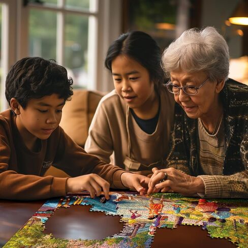 White Mountain Family Road Trip Mount Rushmore Puzzle 1000 قطعة بانوراما للألغاز للبالغين والعائلات in Saudi Arabia