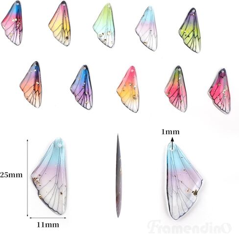 Framendino ، 100 Pack Butterfly Wing Charms Dragonfly Ensects Resin Pendants for DIY أقراط صناعة المجوهرات in Saudi Arabia