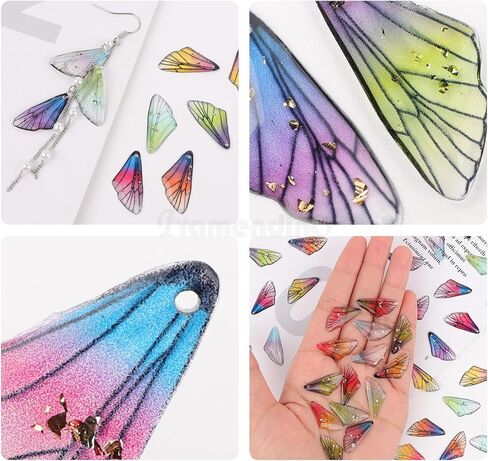 Framendino ، 100 Pack Butterfly Wing Charms Dragonfly Ensects Resin Pendants for DIY أقراط صناعة المجوهرات in Saudi Arabia