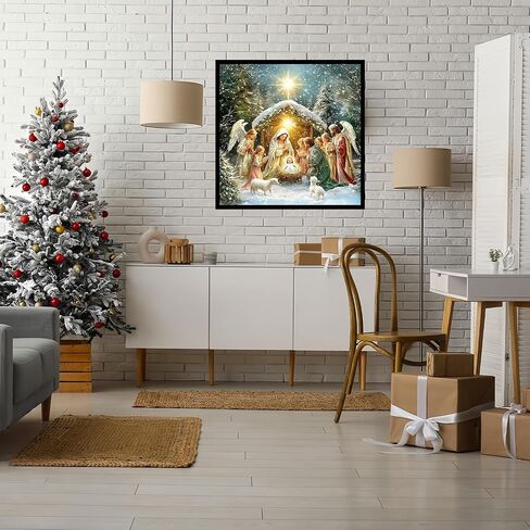 اللوحة الماس 5D للبالغين ، عيد الميلاد يسوع المهد فن الماس للمبتدئين ، DIY طلاء الحفر الدائري الكامل من Diamonds Dot Gem Art للبالغين ، ديكور الجدار المنزلي 13.7x13.7 بوصة in Saudi Arabia