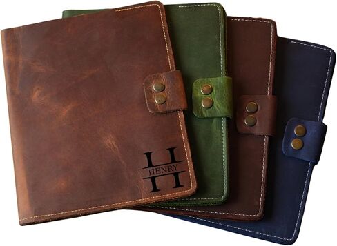 Custom Leather Portfolio, Leather Padfolio, Portfolio Folder, A5 Padfolio for Women, Leather Notebook Cover, Leather Padfolio Gift 8.5"x7" (Brown) in Saudi Arabia