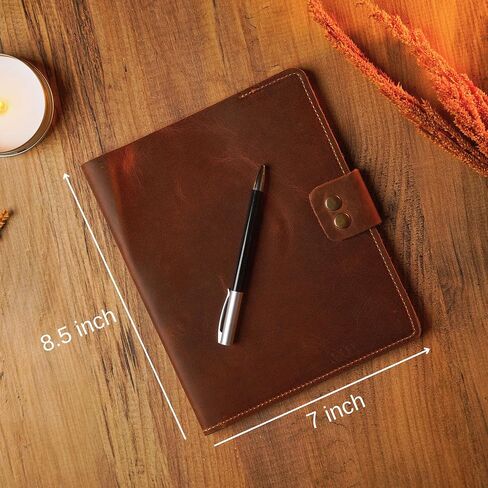 Custom Leather Portfolio, Leather Padfolio, Portfolio Folder, A5 Padfolio for Women, Leather Notebook Cover, Leather Padfolio Gift 8.5"x7" (Brown) in Saudi Arabia