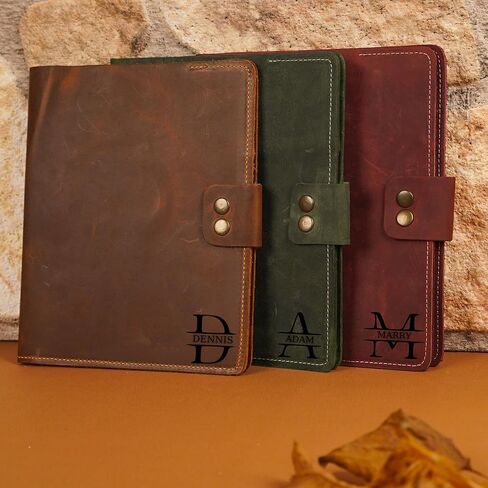 Custom Leather Portfolio, Leather Padfolio, Portfolio Folder, A5 Padfolio for Women, Leather Notebook Cover, Leather Padfolio Gift 8.5"x7" (Brown) in Saudi Arabia
