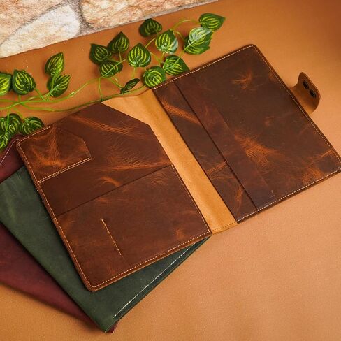 Custom Leather Portfolio, Leather Padfolio, Portfolio Folder, A5 Padfolio for Women, Leather Notebook Cover, Leather Padfolio Gift 8.5"x7" (Brown) in Saudi Arabia