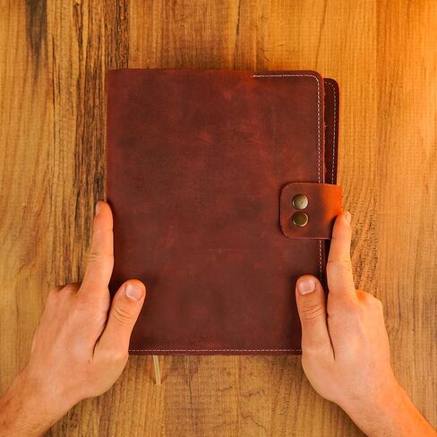 Custom Leather Portfolio, Leather Padfolio, Portfolio Folder, A5 Padfolio for Women, Leather Notebook Cover, Leather Padfolio Gift 8.5"x7" (Brown) in Saudi Arabia