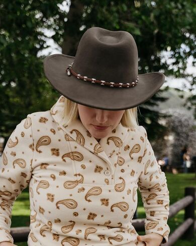 Outback Trading Men's Wallaby Durable Wool Western Cowboy Hat with Wire Brim & Hatband with Buckle in Saudi Arabia
