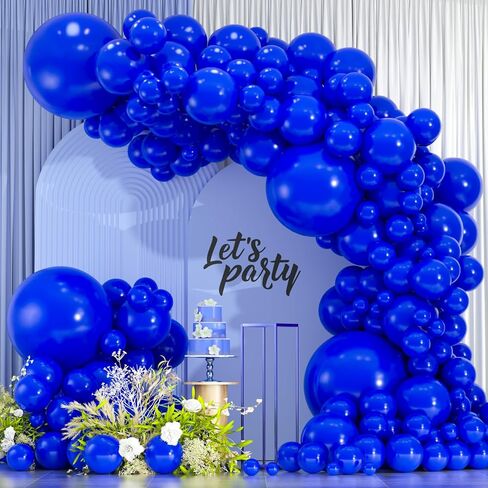114pcs البالونات الملكية الأزرق الأزرق بأحجام مختلفة ، 18 12 10 5 5 بوصة البالونات الزرقاء الداكنة الأزرق غارلاند تخرج للتخرج سنة جديدة للاستحمام طفل ديكورات الحفلات البحرية in Kuwait
