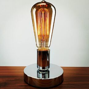 Edison Desk Lamp, Vintage Table Lamp Base, E26 E27 Industrial Retro Loft Light with Plug in Cord On/Off Switch, Bedside Lamp Holder, Home/Office/College Dorm Lighting Decor, Silver (No Bulb) in Saudi Arabia