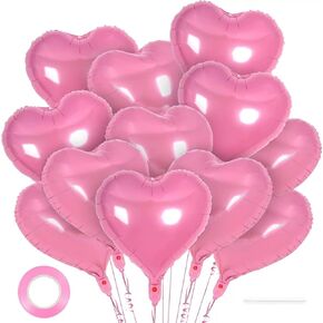 12 Pcs 18 Inch Red Heart Foil Balloons, Mylar Love Heart Helium Balloons for Wedding, Birthday Party, Valentines Day, Engagement Anniversary Party, Baby Shower Decorations in Saudi Arabia