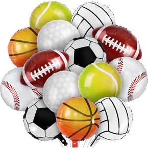 28 Pieces Sports Foil Balloon Set, Mylar Sports Balloons - 18 Inch Baseball Balloons Basketball Balloons Soccer Balloons Volleyball Balloons Sports Game Balloons for Birthday Sports Themed Party in Saudi Arabia