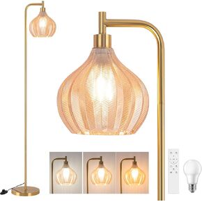 مصباح أرضي لغرفة المعيشة ، مصباح الوقوف الحديث مع مصباح أرضي طويل القابل ، قابلاً للوقت ، 3CCT ، مع عاكس مصباح زجاجي أخضر لمكتب غرفة نوم (شملت المصباح) in Kuwait