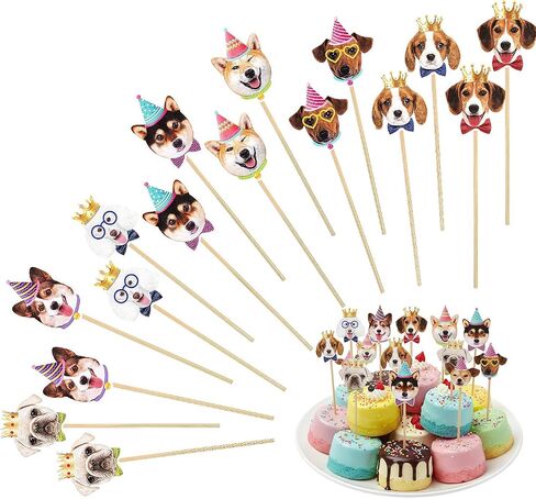16 PCS Pet Dog Cupcake Toppers - Puppy Cupcake Toppers, Dog Cake Topper, Dog Birthday Decorations in Saudi Arabia