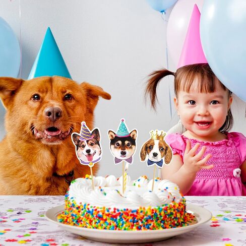 16 PCS Pet Dog Cupcake Toppers - Puppy Cupcake Toppers, Dog Cake Topper, Dog Birthday Decorations in Saudi Arabia