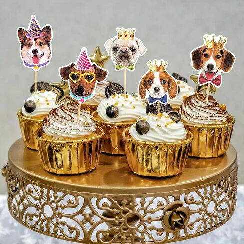 16 PCS Pet Dog Cupcake Toppers - Puppy Cupcake Toppers, Dog Cake Topper, Dog Birthday Decorations in Saudi Arabia