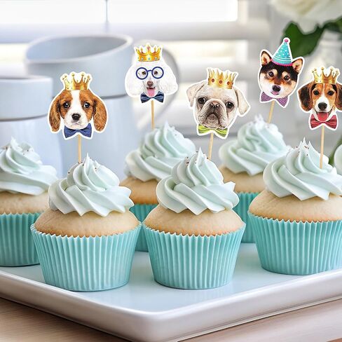 16 PCS Pet Dog Cupcake Toppers - Puppy Cupcake Toppers, Dog Cake Topper, Dog Birthday Decorations in Saudi Arabia