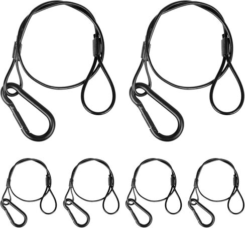 4Pack Black Chain Hanging Safety Cables with Hook Truss Clamps for Lights, Stainless Steel Lanyard Stage Lights Safety Chains, Security Cable with Loops（Diameter 4mm/0.16'',Length 85cm/34'',Load 60lb in Saudi Arabia