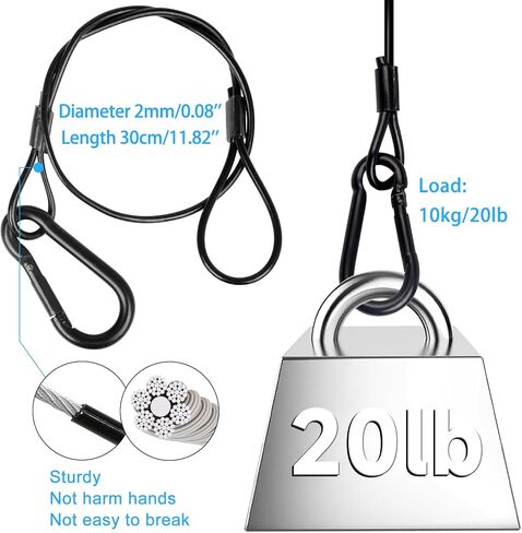 4Pack Black Chain Hanging Safety Cables with Hook Truss Clamps for Lights, Stainless Steel Lanyard Stage Lights Safety Chains, Security Cable with Loops（Diameter 4mm/0.16'',Length 85cm/34'',Load 60lb in Saudi Arabia