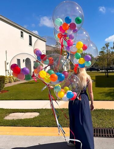 36 Inch Bobo Balloons – Transparent Clear Bubble Balloons for Stuffing with Helium, 12 Pcs Large Balloon for DIY Party Decor, Birthday, Wedding, Baby Shower, Anniversary, Indoor Outdoor Celebration in Saudi Arabia