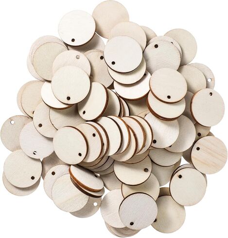 100 Pcs Wood Circles for Crafts, 1 in Natural Wood Pieces for Crafts, Unfinished Round Slices Ornaments, Small Blank Wooden Discs for DIY Art and Craft Decorations in Saudi Arabia