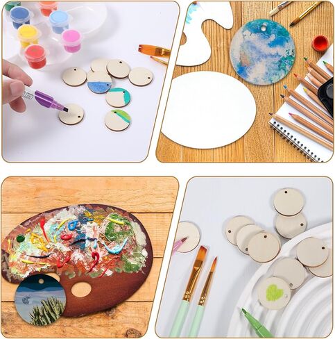 100 Pcs Wood Circles for Crafts, 1 in Natural Wood Pieces for Crafts, Unfinished Round Slices Ornaments, Small Blank Wooden Discs for DIY Art and Craft Decorations in Saudi Arabia