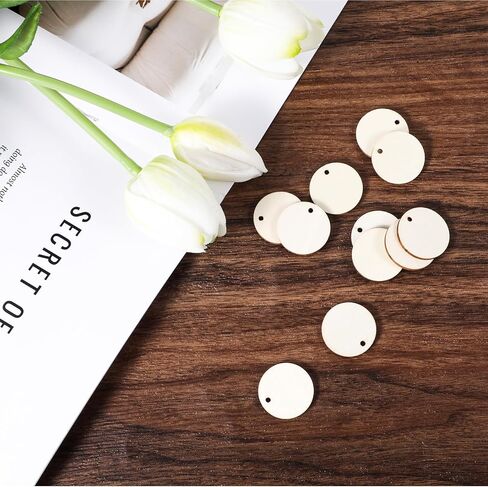 100 Pcs Wood Circles for Crafts, 1 in Natural Wood Pieces for Crafts, Unfinished Round Slices Ornaments, Small Blank Wooden Discs for DIY Art and Craft Decorations in Saudi Arabia