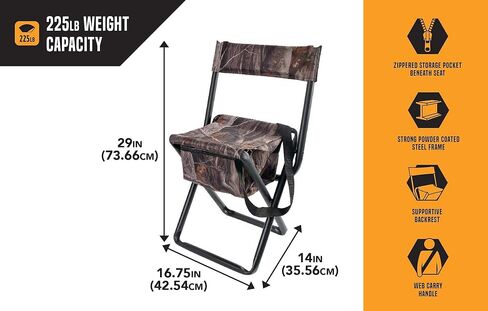 Allen Company Camo Folding Hunting Stool with Storage Pouch- Next G2 Camo - 12L x 14.5W x 17H inches, Model 2019 in Saudi Arabia