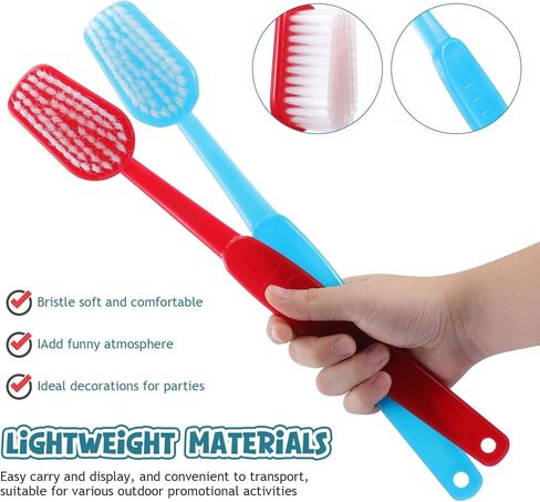 MAGICLULU 2pcs Giant Toothbrush: Oversized Toothbrush Photo Prop for Prank Parties, Stage Performances, Store Displays, and Fun Event Decorations (Red, Blue) in Saudi Arabia