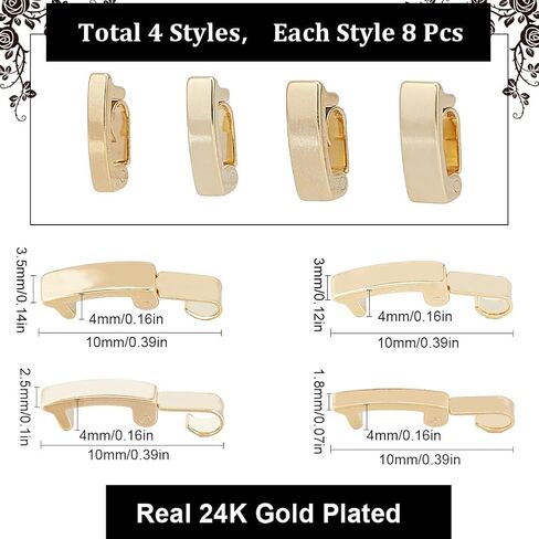 Sunnyclue 1 Box 32pcs 24k طية مطلية الذهب على موسع سوار المشبك ومشابك امتداد قلادة المشابك المقاطع المعدنية لمجوهرات صنع الأساور قلادات النساء. in Saudi Arabia
