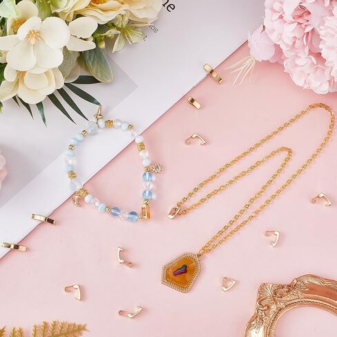 Sunnyclue 1 Box 32pcs 24k طية مطلية الذهب على موسع سوار المشبك ومشابك امتداد قلادة المشابك المقاطع المعدنية لمجوهرات صنع الأساور قلادات النساء. in Saudi Arabia