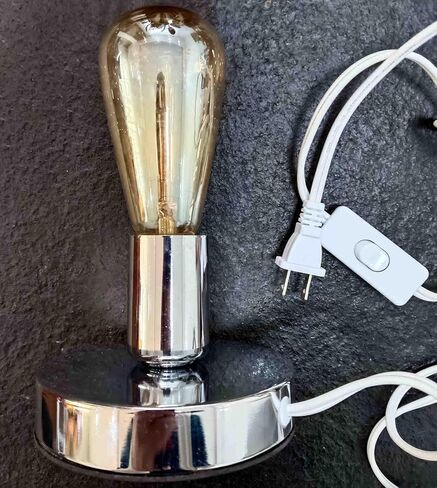 Edison Desk Lamp, Vintage Table Lamp Base, E26 E27 Industrial Retro Loft Light with Plug in Cord On/Off Switch, Bedside Lamp Holder, Home/Office/College Dorm Lighting Decor, Silver (No Bulb) in Saudi Arabia